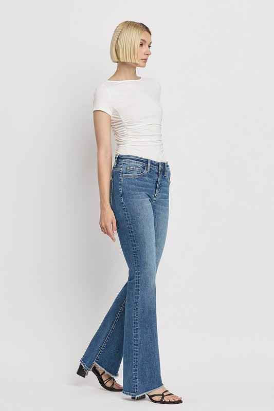 Denim - High Rise Slant Hem Flare Jeans -  - Cultured Cloths Apparel