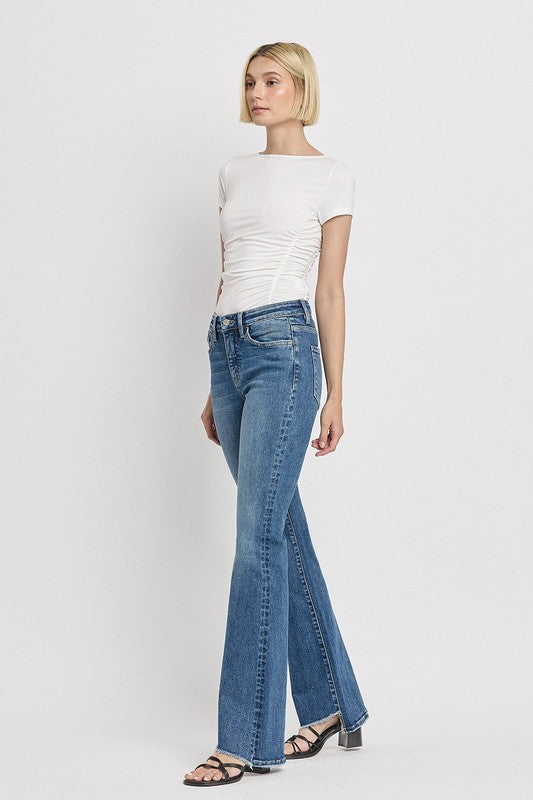 Denim - High Rise Slant Hem Flare Jeans -  - Cultured Cloths Apparel