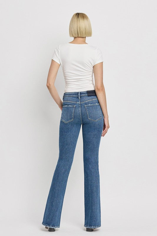 Denim - High Rise Slant Hem Flare Jeans -  - Cultured Cloths Apparel