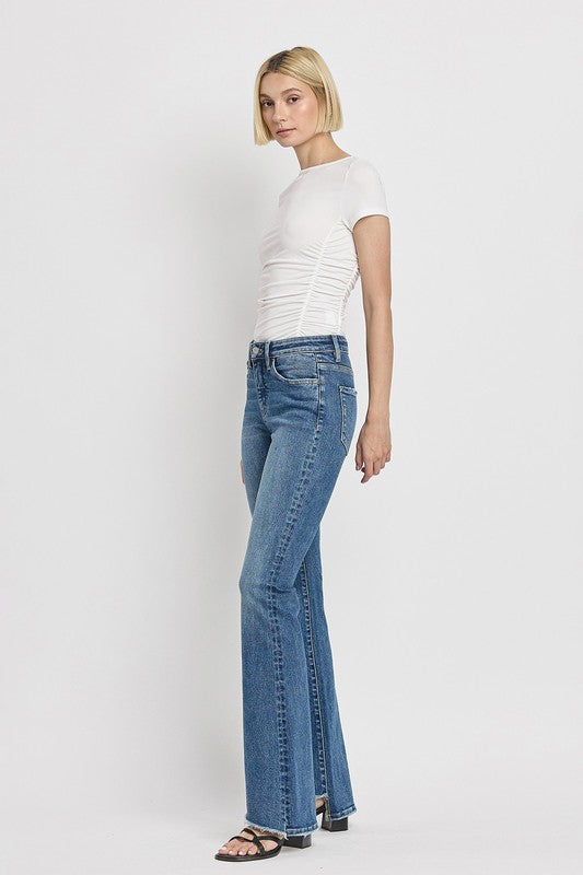 Denim - High Rise Slant Hem Flare Jeans -  - Cultured Cloths Apparel