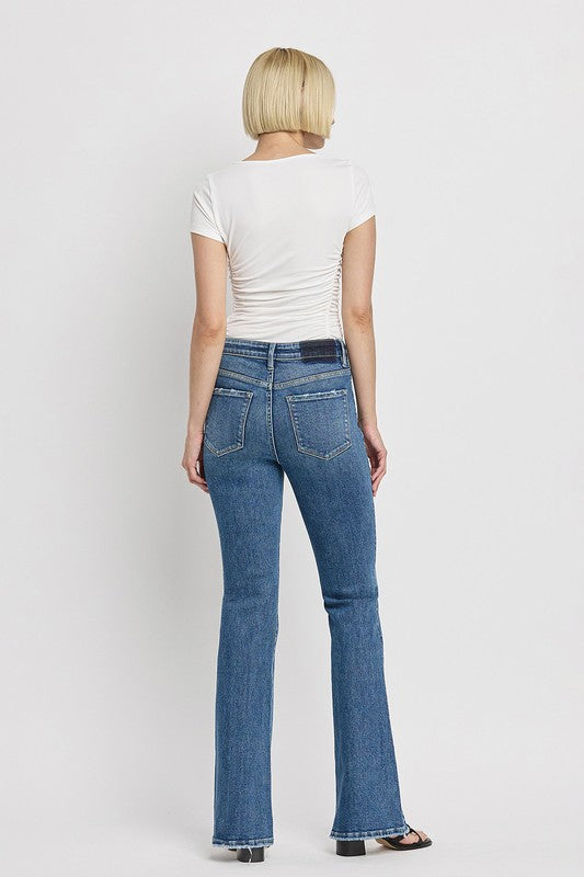 Denim - High Rise Slant Hem Flare Jeans -  - Cultured Cloths Apparel