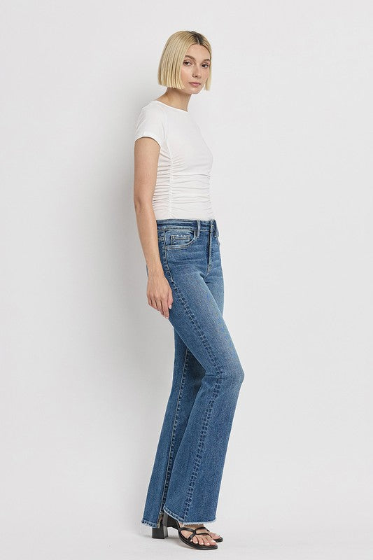 Denim - High Rise Slant Hem Flare Jeans -  - Cultured Cloths Apparel