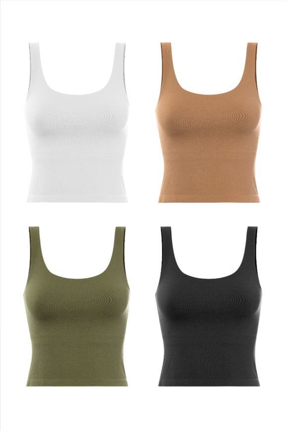 Athleisure - Wide Scoop Neck Skinny Strap Tank Top -  - Cultured Cloths Apparel