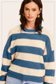 Women's Sweaters - Striped Round Neck Loose Fit Sweater -  - Cultured Cloths Apparel