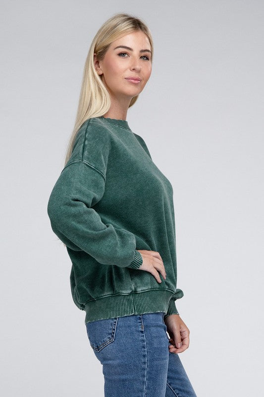 Women's Sweaters - Acid Wash Fleece Oversized Pullover -  - Cultured Cloths Apparel