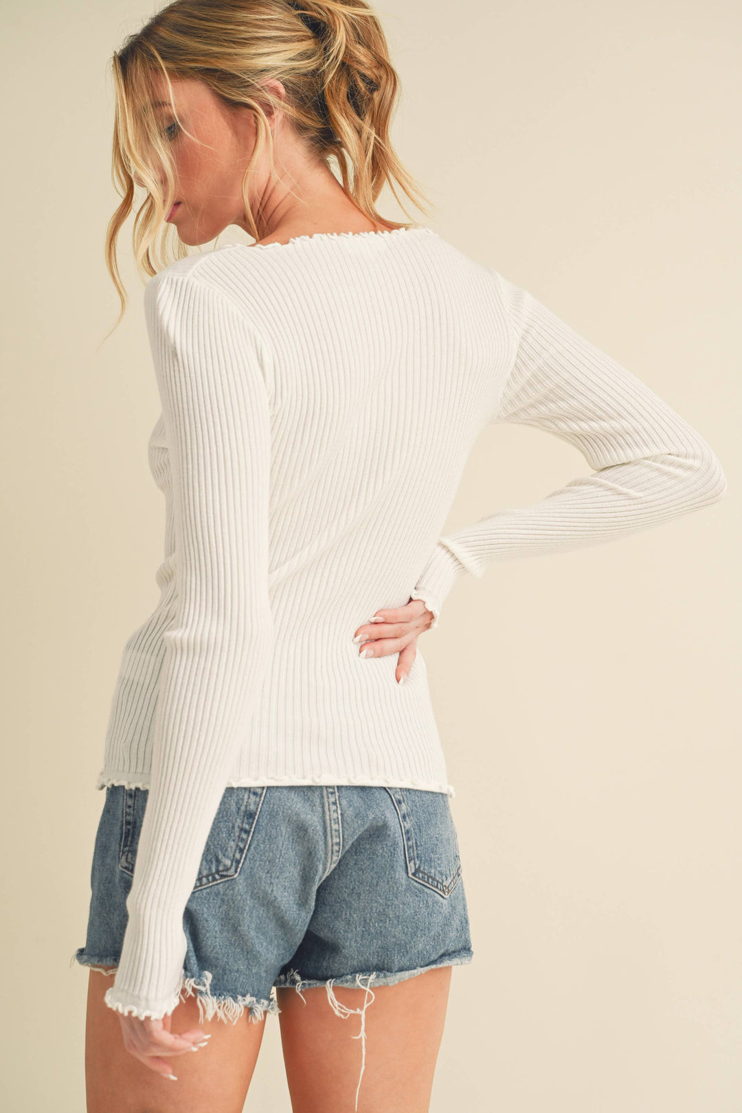 Women's Long Sleeve - Adalie Knit Sweater - White - Cultured Cloths Apparel