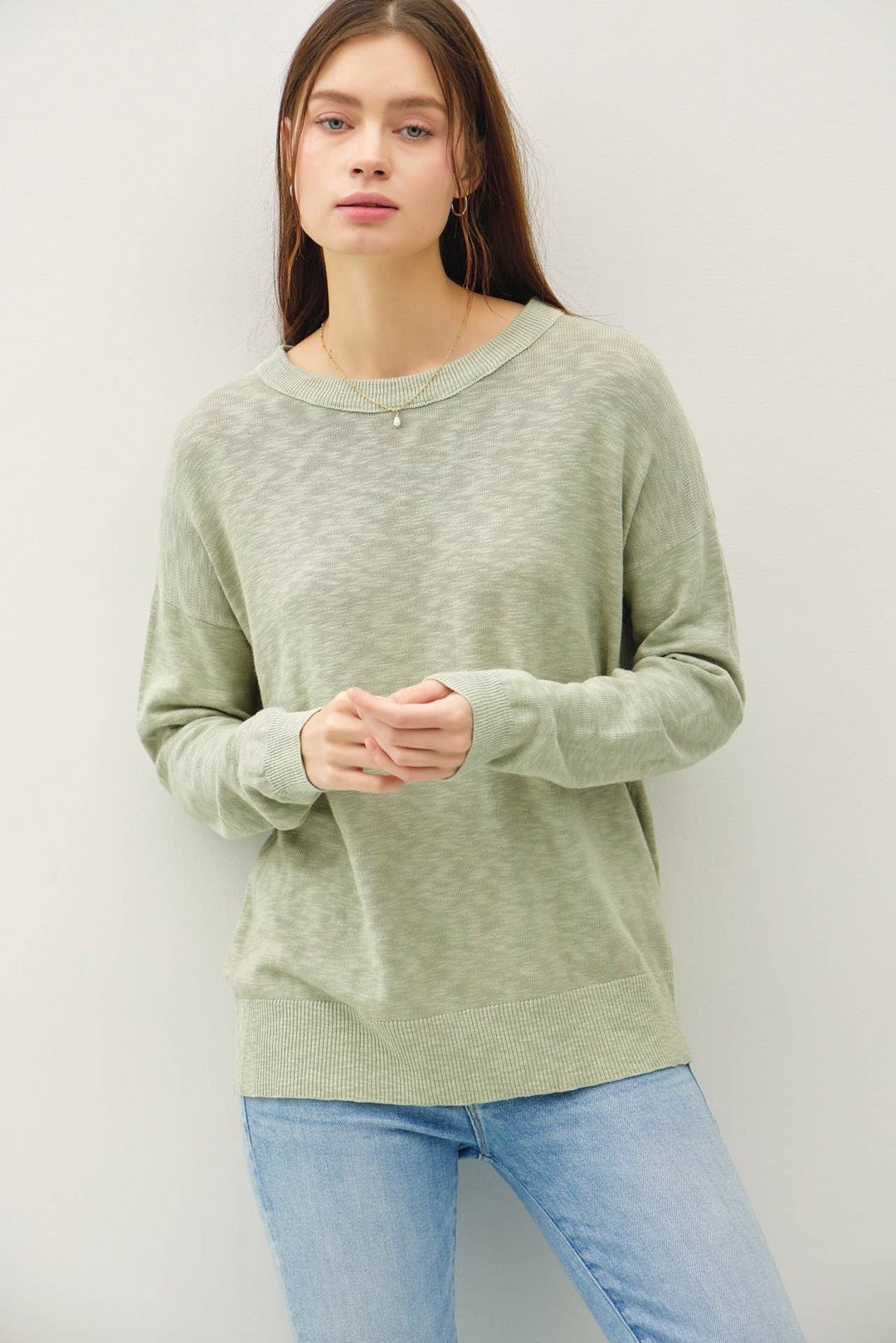 Women's Sweaters - OVERSIZED COTTON SLUB SWEATER - - Cultured Cloths Apparel