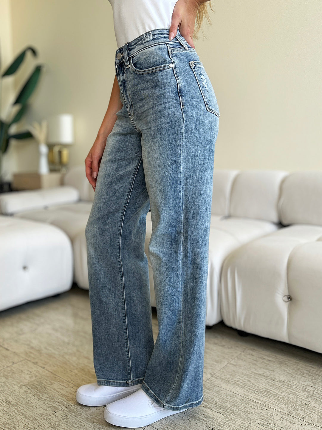 Denim - Judy Blue Full Size High Waist Straight Jeans -  - Cultured Cloths Apparel