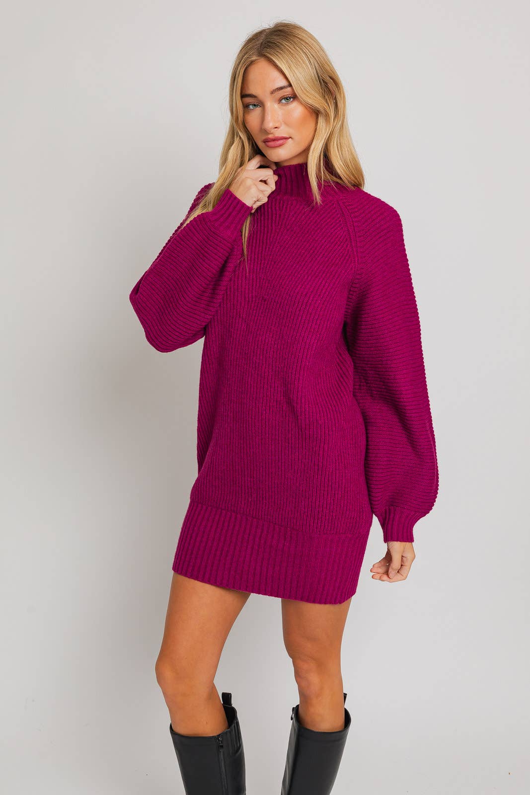 Women's Dresses - MOCK NECK COZY SWEATER DRESS -  - Cultured Cloths Apparel