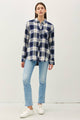 Women's Long Sleeve - NAVY PLAID FLANNEL LONG SLEEVE BUTTON DOWN SHIRT -  - Cultured Cloths Apparel