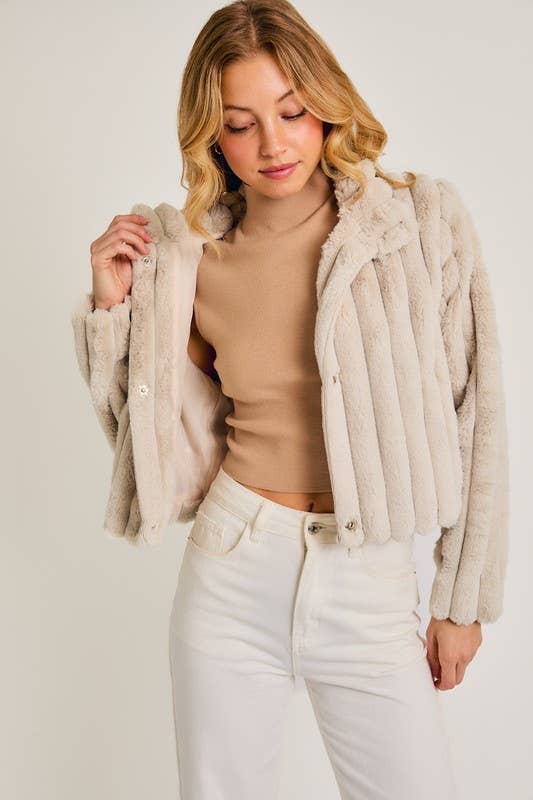 Outerwear - Faux Crop Fur Jacket -  - Cultured Cloths Apparel