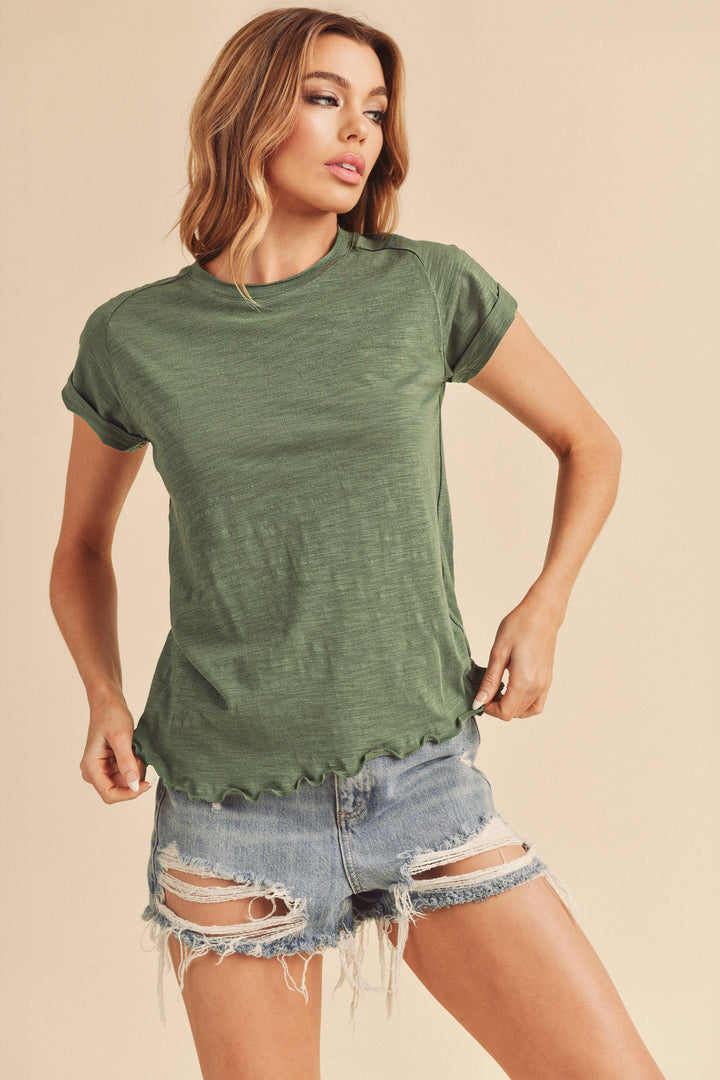 Women's Short Sleeve - Gwen Tee Shirt - Bamboo Green - Cultured Cloths Apparel