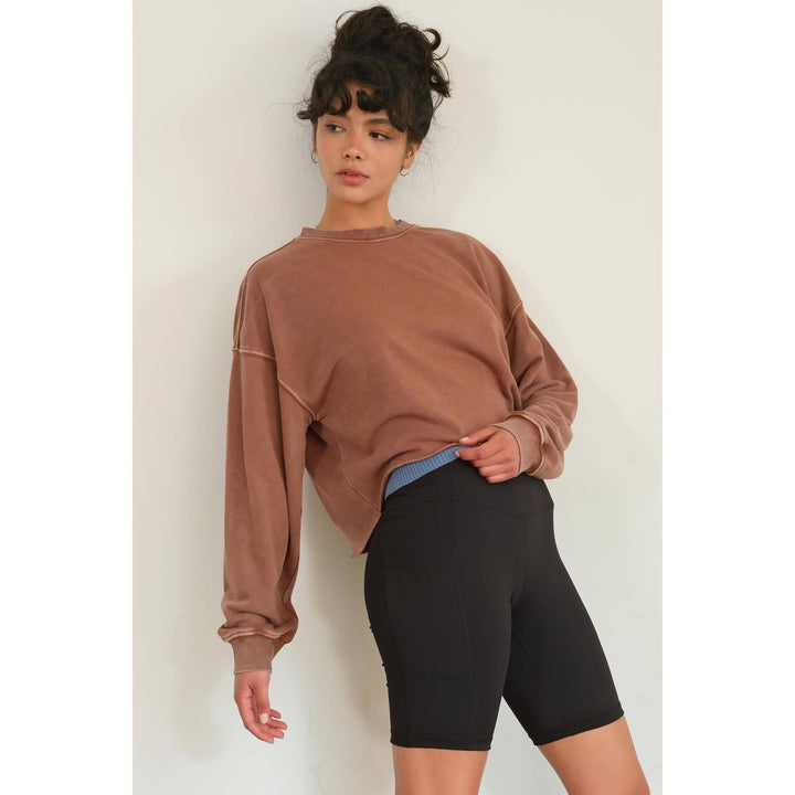 Women's Long Sleeve - CROPPED CREWNECK SWEATSHIRT WITH RAW HEM -  - Cultured Cloths Apparel