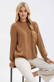 Women's Sweaters - FUNNEL NECK LONG SLEEVE RIBBED PULLOVER SWEATER -  - Cultured Cloths Apparel