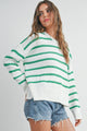 Women's Sweaters - BOAT NECK STRIPED KNIT SWEATER -  - Cultured Cloths Apparel