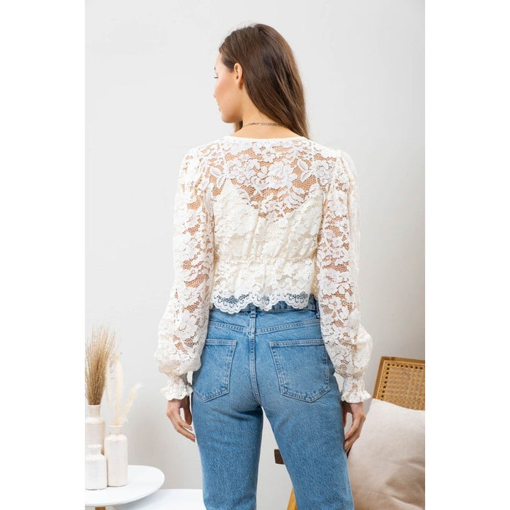 Women's Long Sleeve - Lace Cropped Top -  - Cultured Cloths Apparel