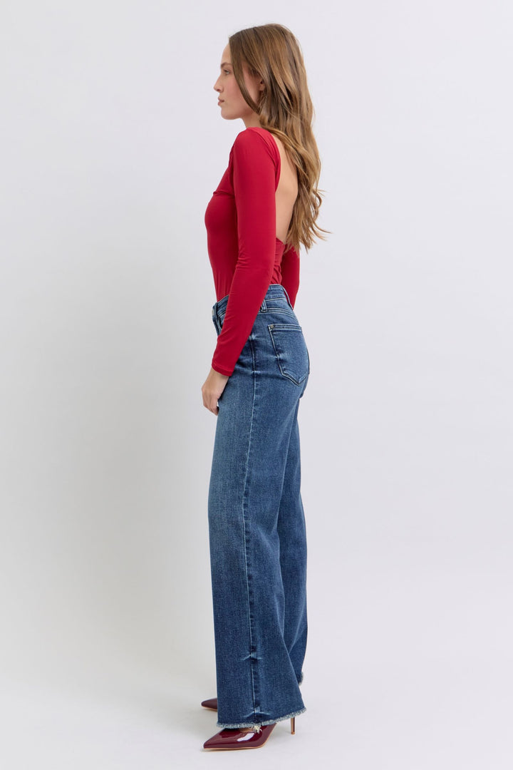 Denim - Judy Blue Full Size Raw Hem Mid Rise Jeans - - Cultured Cloths Apparel