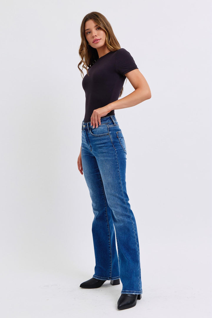 Denim - Judy Blue Full Size Mid-Rise Bootcut Jeans with Pockets - - Cultured Cloths Apparel