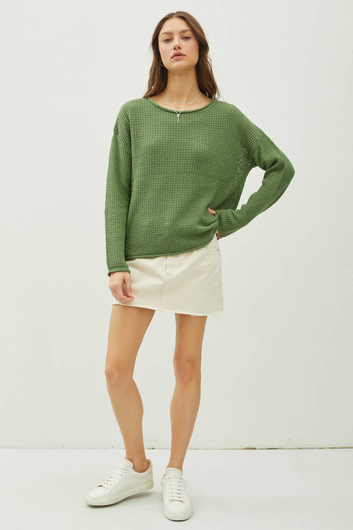 Women's Sweaters - BOXY WAFFLE KNIT SWEATER -  - Cultured Cloths Apparel