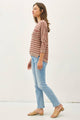 Women's Sweaters - LIGHT STRIPED WAFFLE KNIT DOLMAN SLEEVE SWEATER -  - Cultured Cloths Apparel