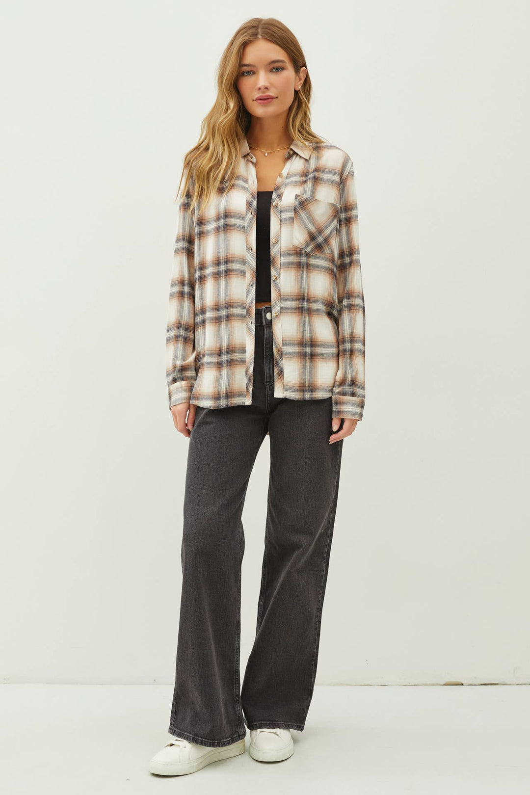 Women's Long Sleeve - CLASSIC CHESTNUT NAVY FLANNEL SHIRT -  - Cultured Cloths Apparel