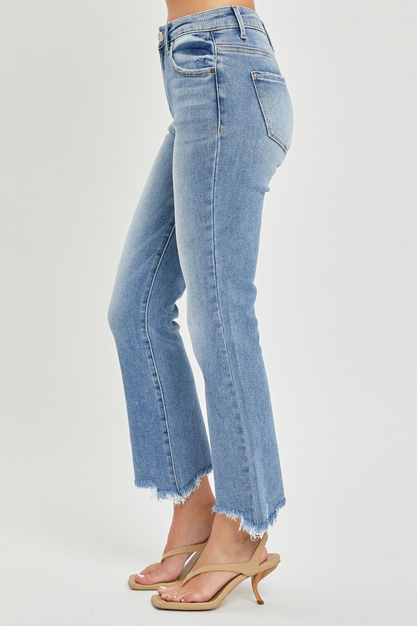 Denim - RISEN Full Size Frayed Hem Cropped Straight Jeans -  - Cultured Cloths Apparel