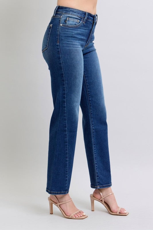 Denim - Judy Blue Full Size Side Seam Detail Straight Jeans with Pockets - - Cultured Cloths Apparel