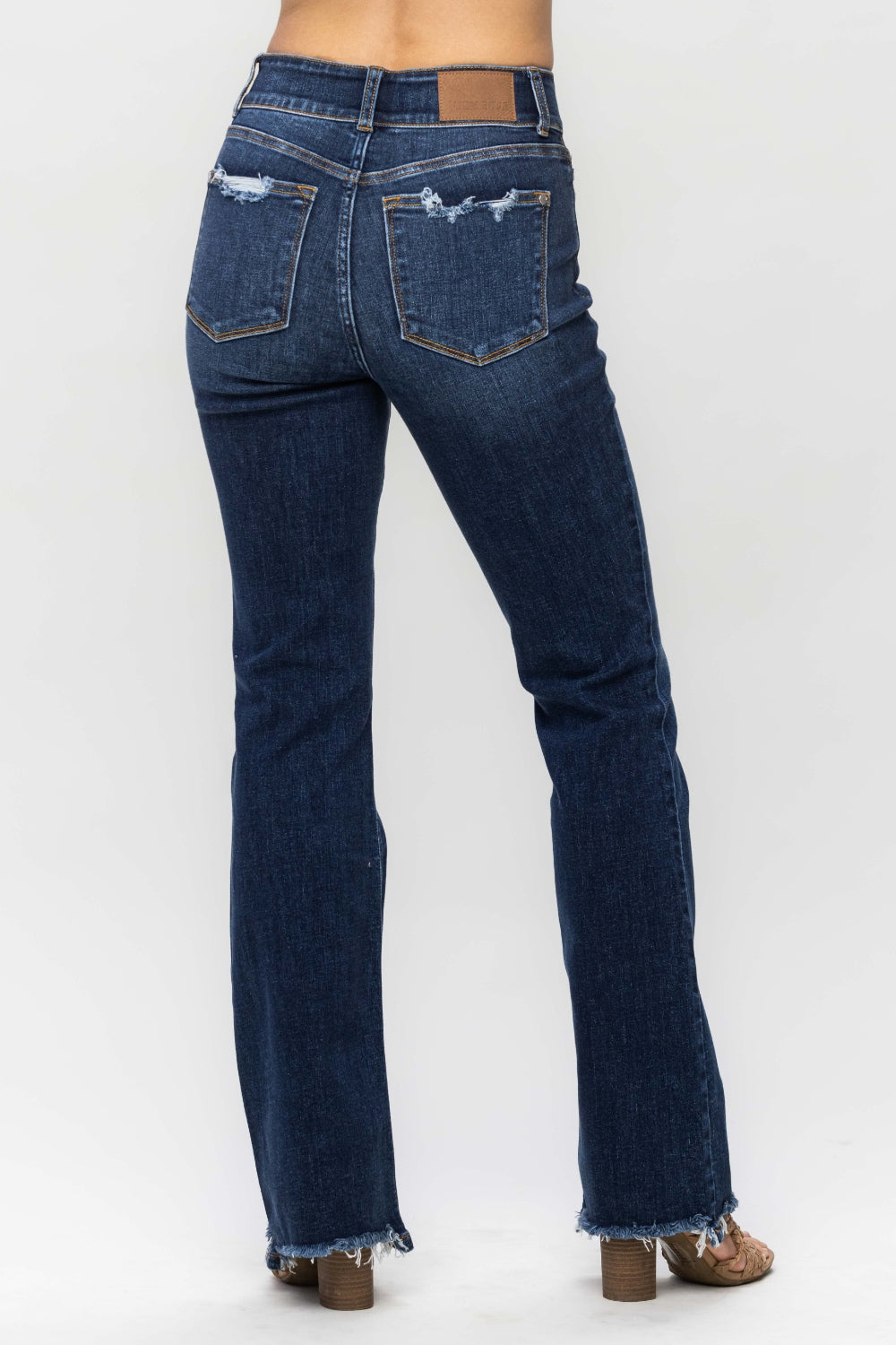 Denim - Judy Blue Full Size Frayed Hem Bootcut Jeans -  - Cultured Cloths Apparel