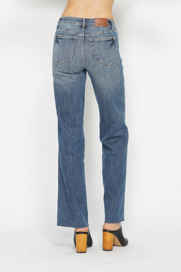 Denim - Judy Blue Full Size Tummy Control Straight Jeans -  - Cultured Cloths Apparel