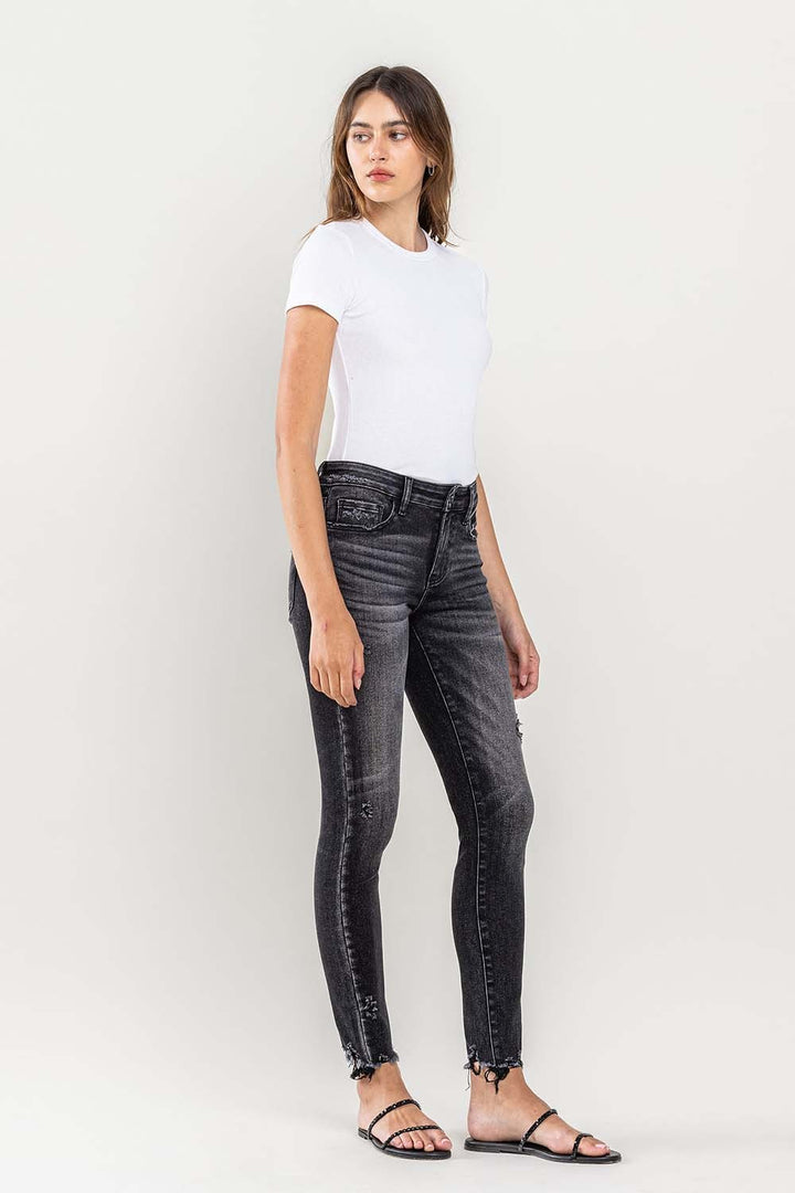 Denim - Lovervet Raw Hem Cropped Skinny Jeans -  - Cultured Cloths Apparel