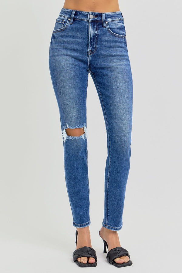 Denim - RISEN Full Size High Rise Ankle Skinny Knee Distressed Jeans -  - Cultured Cloths Apparel