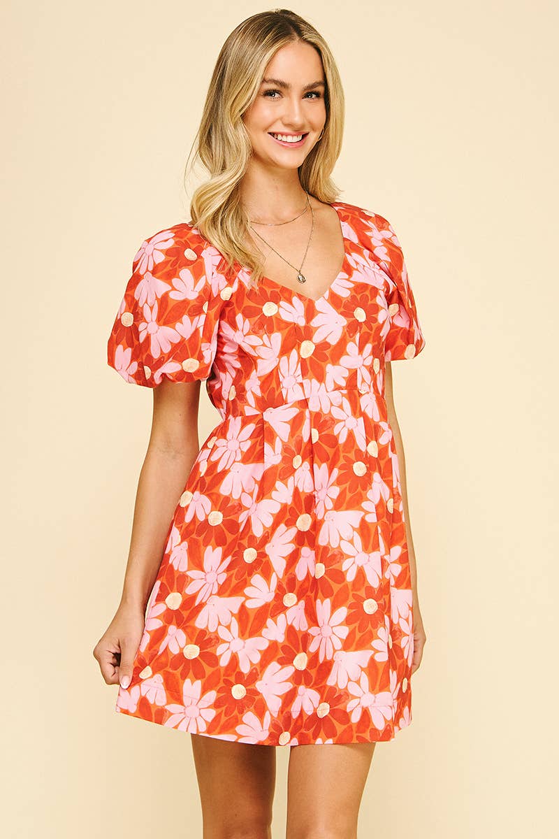 Women's Dresses - FLORAL PRINT MINI DRESS - - Cultured Cloths Apparel