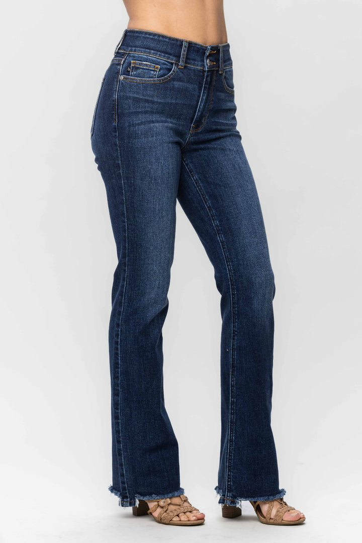 Denim - Judy Blue Full Size Frayed Hem Bootcut Jeans -  - Cultured Cloths Apparel