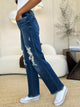 Denim - Judy Blue Full Size Mid Rise Distressed Raw Hem Jeans -  - Cultured Cloths Apparel