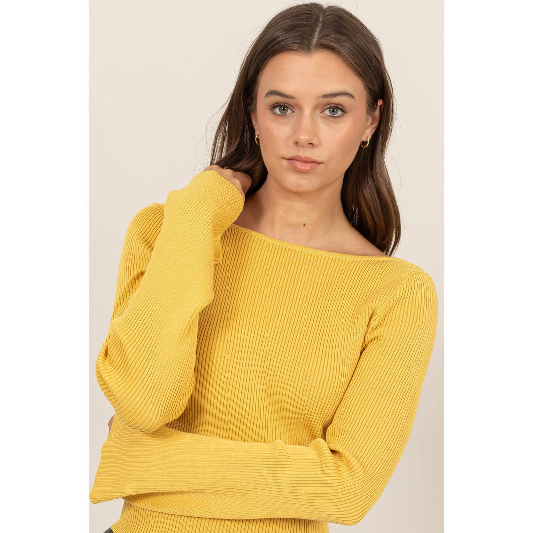 Women's Long Sleeve - OPEN-BACK RIBBED KNIT TOP -  - Cultured Cloths Apparel