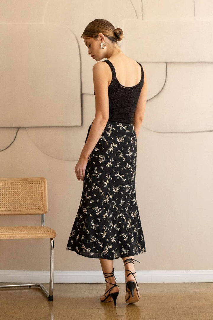 Women's Skirts - FLORAL BUTTON DOWN MIDI SKIRT -  - Cultured Cloths Apparel