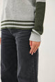 Women's Sweaters - BASEBALL STYLE SWEATER WITH STRIPED ACCENTS -  - Cultured Cloths Apparel