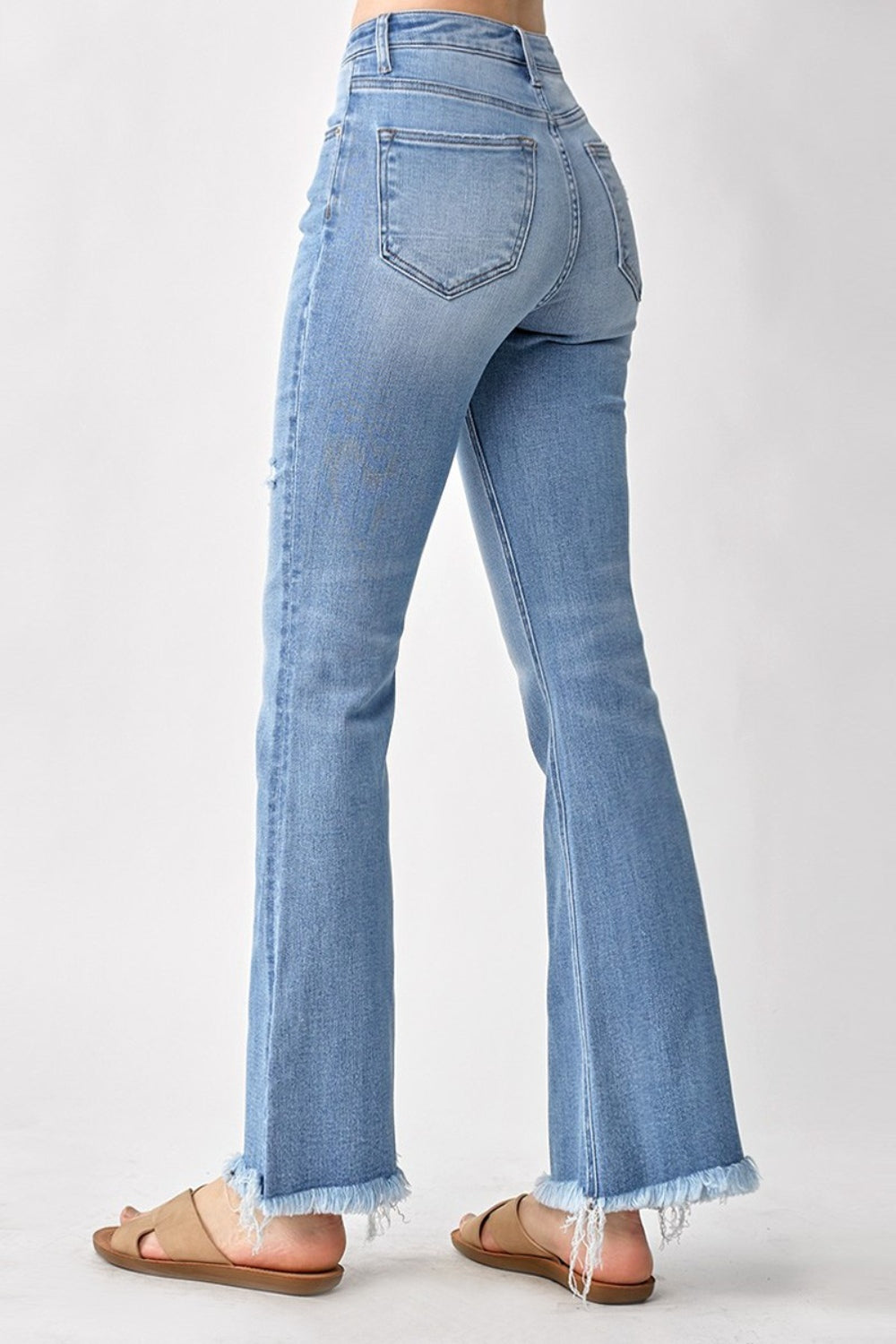 Denim - RISEN High Rise Frayed Hem Bootcut Jeans -  - Cultured Cloths Apparel