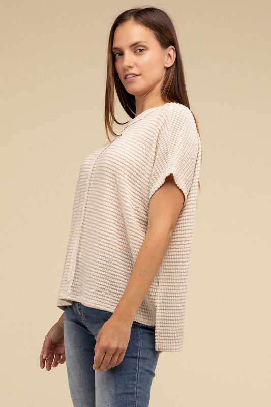 Women's Sweaters - Dolman Short Sleeve Jacquard Sweater -  - Cultured Cloths Apparel