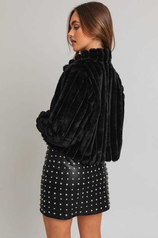 Outerwear - Faux Crop Fur Jacket -  - Cultured Cloths Apparel