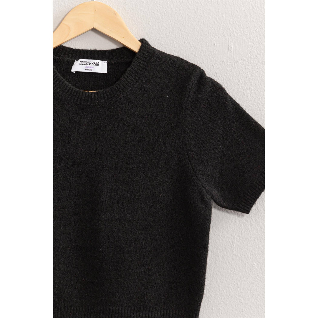 Women's Short Sleeve - SHORT SLEEVE KNIT SWEATER - BLACK - Cultured Cloths Apparel