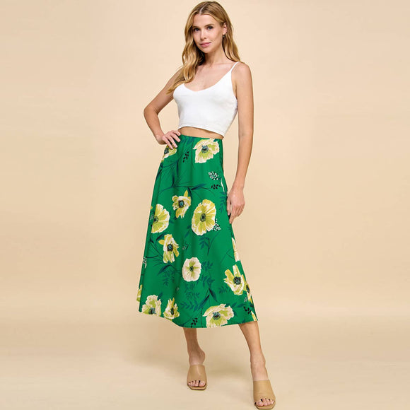 Women's Skirts - Floral Printed A Line Skirt -  - Cultured Cloths Apparel