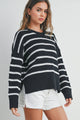 Women's Sweaters - BOAT NECK STRIPED KNIT SWEATER -  - Cultured Cloths Apparel