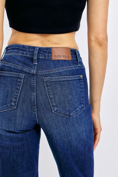 Denim - Judy Blue Full Size Tummy Control Straight Jeans Plus Size - - Cultured Cloths Apparel