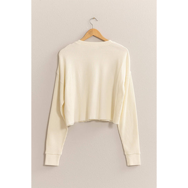 Women's Sweaters - RIBBED LONG SLEEVE CROP SWEATER -  - Cultured Cloths Apparel