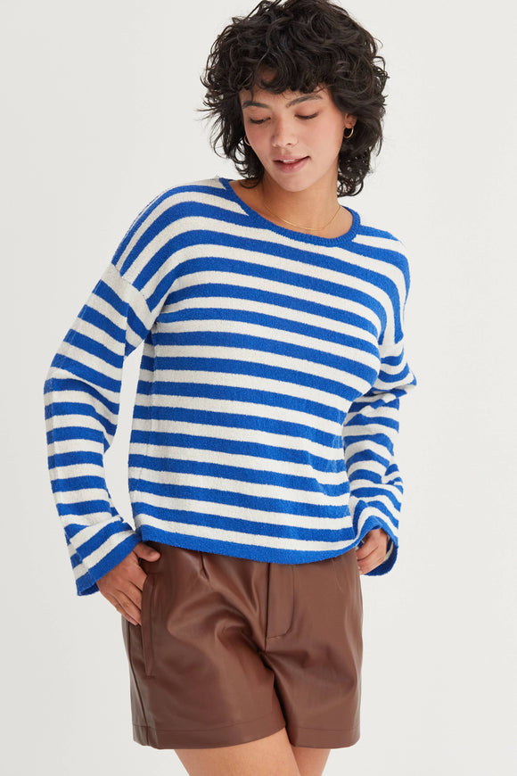 Women's Sweaters - STRIPED CREWNECK SWEATER -  - Cultured Cloths Apparel