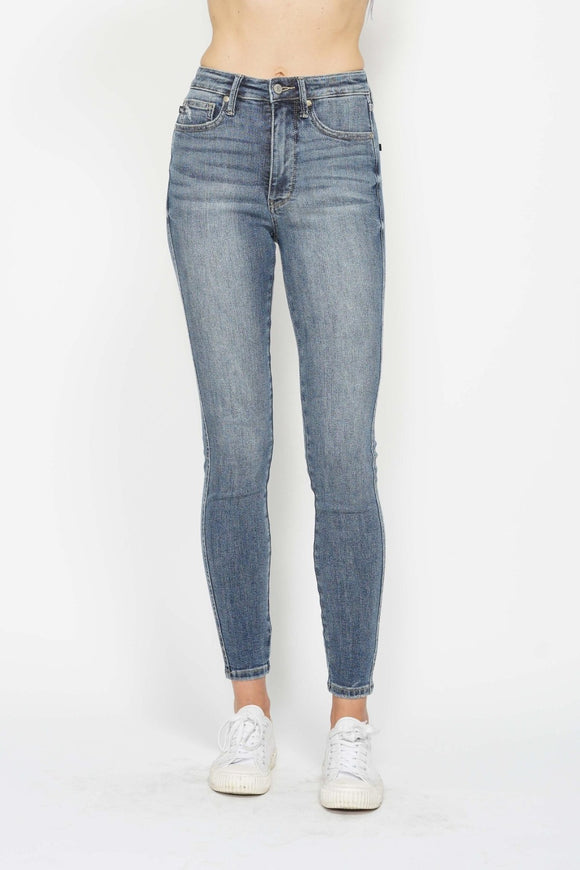 Denim - Judy Blue Full Size Tummy Control Contrast Wash Skinny Jeans - Medium - Cultured Cloths Apparel