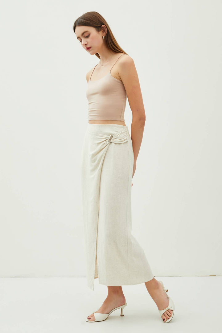 Women's Skirts - LINEN MIDI WRAP SKIRT -  - Cultured Cloths Apparel