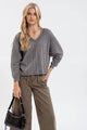 Women's Long Sleeve - V NECK LONG SLEEVE KNIT TOP -  - Cultured Cloths Apparel