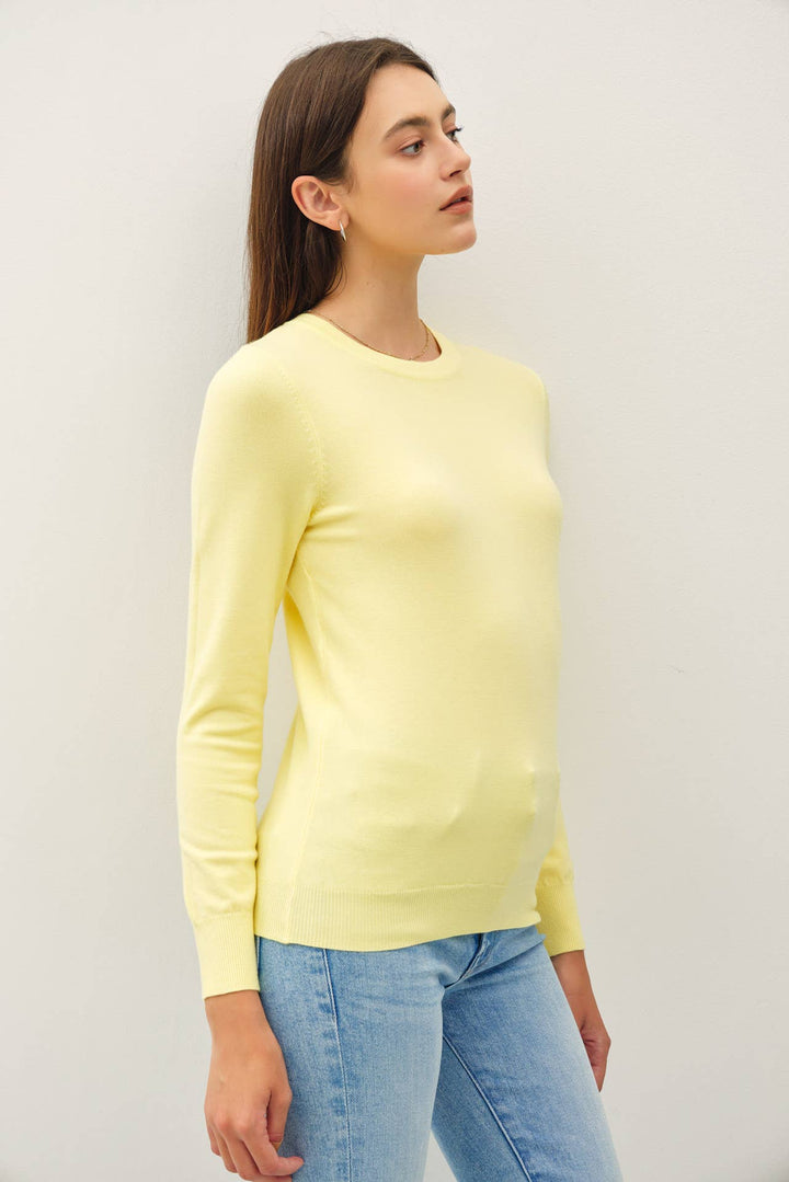 BASIC CREW NECK SOFT KNIT SWEATER